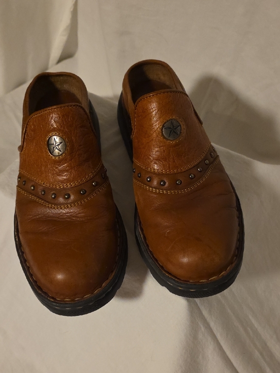 Double H Shoes - Double H Brown Leather Ankle Booties with Star Medallion